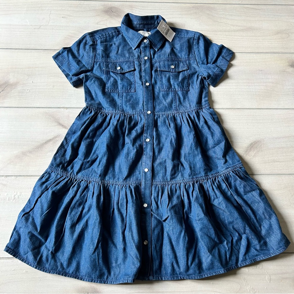 NWT Crewcuts Indigo Denim Snap Front Dress